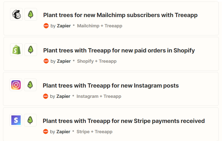 Tree planting integration with Zapier