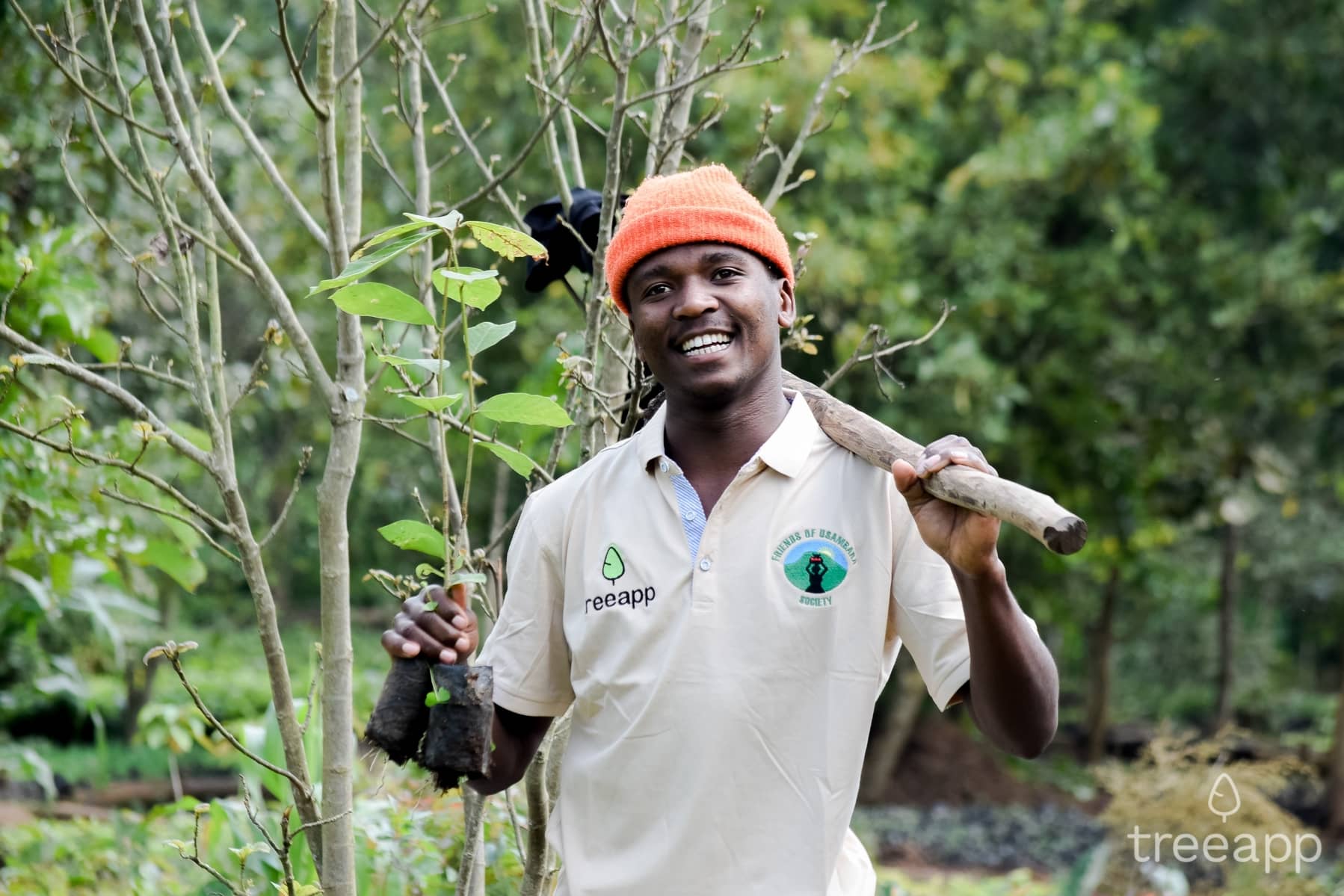 Treeapp planter with tree saplings in Lushoto in Tanzania